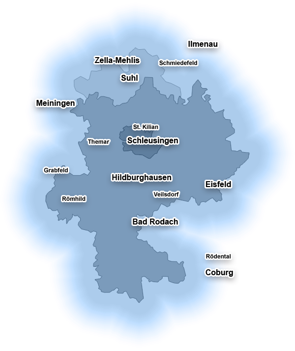 Einzugsgebiet, Schleusingen, Landkreis Hildburghausen, Suhl und Umgebung
